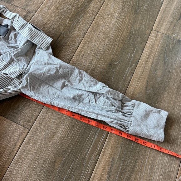 NWT BCBG grey combo pinstripe midi, curved hem dress size XS - Picture 8 of 13